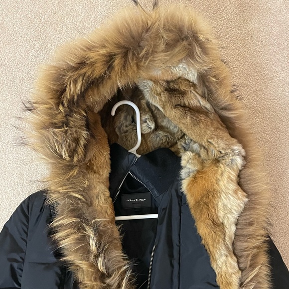 Black Mackage down coat with fully fur-lined hood - Size Medium - Picture 2 of 5